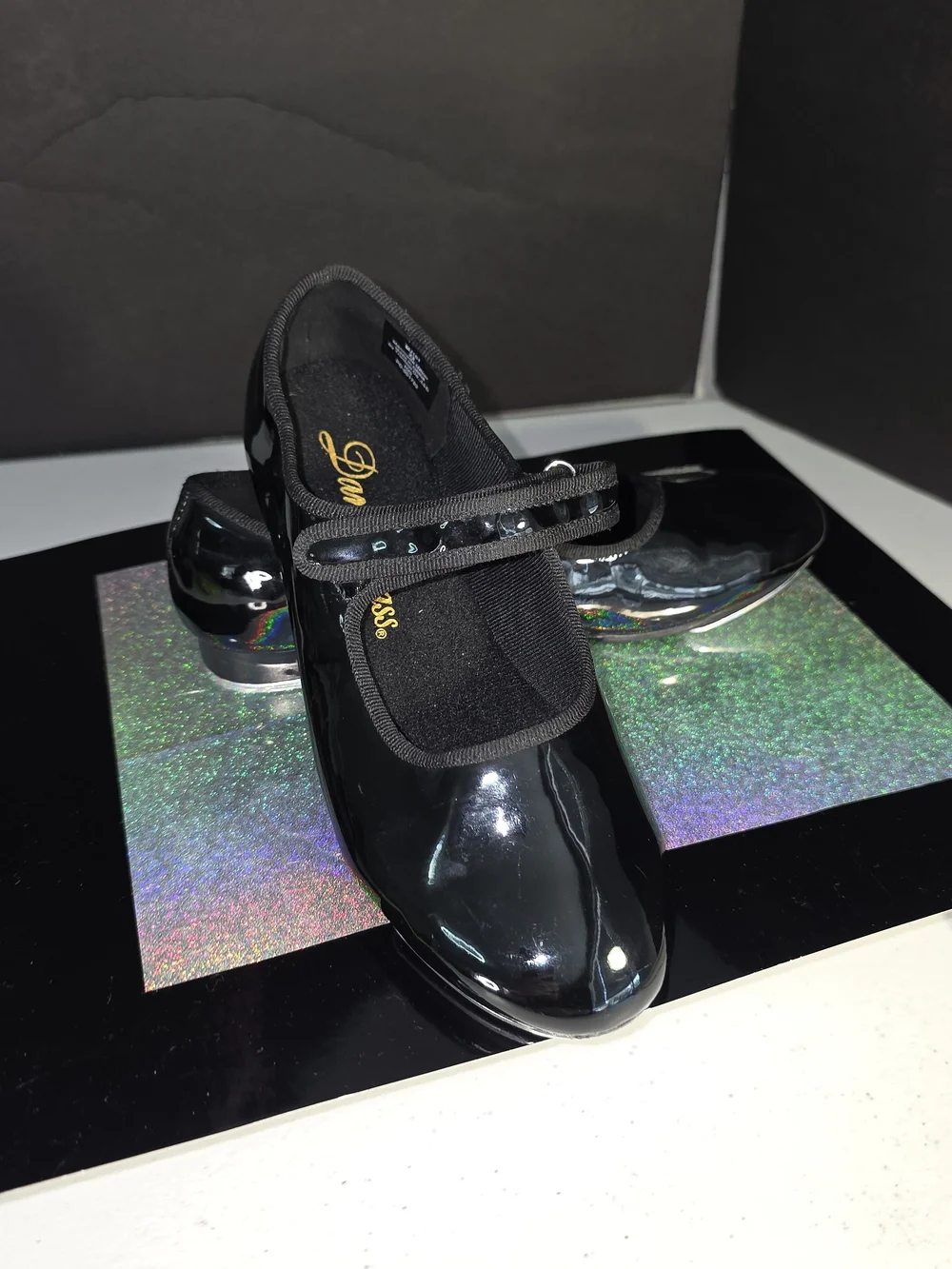 Black Patent Mary/ Molly Jane Tap Dance Jazz Shoes Adj. Strap Big Girl Sz 2.5